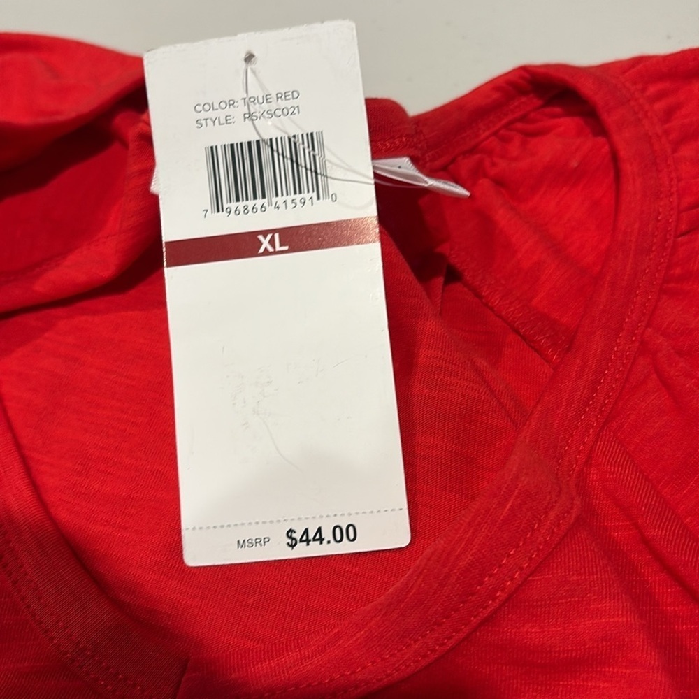 Rafaella Red V-Neck Short Sleeve Ruffle Top - Picture 11 of 15